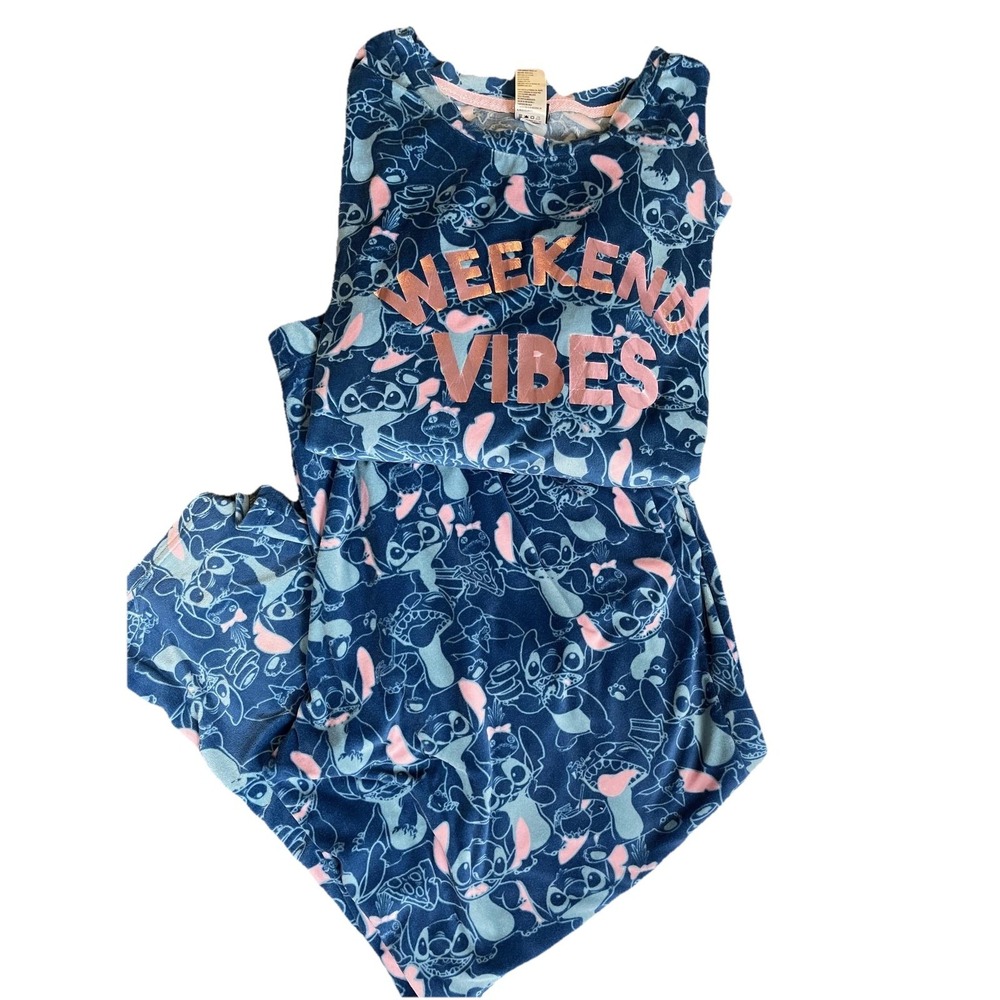 Disney Stitch Pajamas Set Womens 2X Teal Tropic Weekend Vibes Fleece Sleepwear